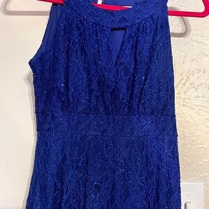 Elegant Blue Lace prom dress